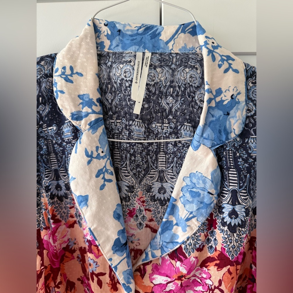 Anthropologie Maeve Button Front Tank Floral Swiss Dot Colorful Boho Womens Lrg - Picture 4 of 5